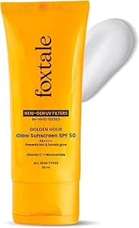 Foxtale Glow Sunscreen SPF 50 PA++++ with Vitamin C & Niacinamide, In-Vivo Tested, Sensitive-Skin Friendly, Made with 100% New-Gen Filters, Lightweight, Non-Greasy, No White Cast |For Men & Women 50ml