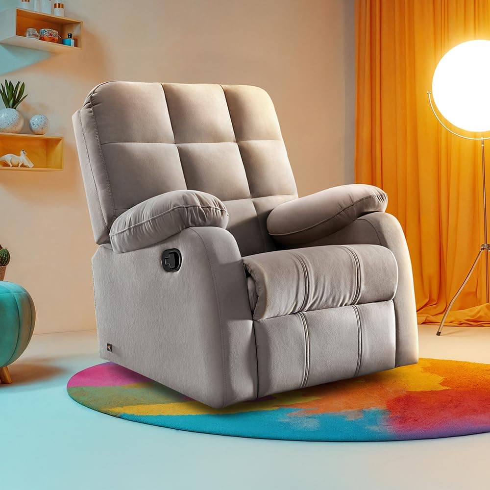 Sleepyhead RX5 Designed by Duroflex - Single Seater Fabric Manual Recliner with Durable Spring Support | Stylish Upholstery | Snug Fit for Luxurious Comfort (Steel Grey)