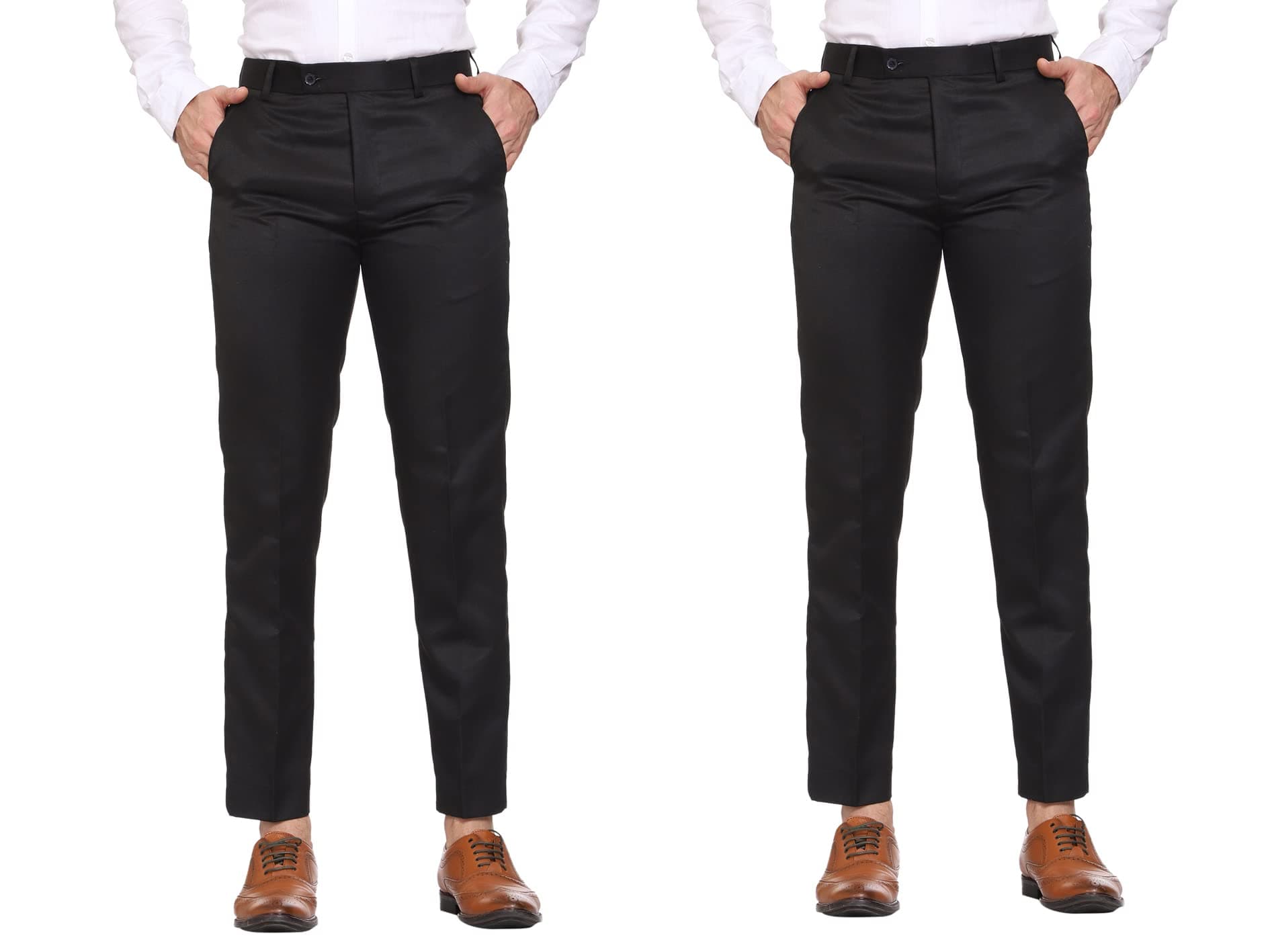MALENO Men's Solid Formal Pants |Regular Fit Casual Trouser | Slim Fit Trouser Combo for Men (Pack of 2)