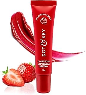Dot & Key Strawberry Lip Balm (12gm) for Moisturization | Soft and Naturally Brightens Lips |Tinted Lip Balm with SPF 50 & Vitamin C + E | Lipbalm for Dry & Dark Lips | For Women