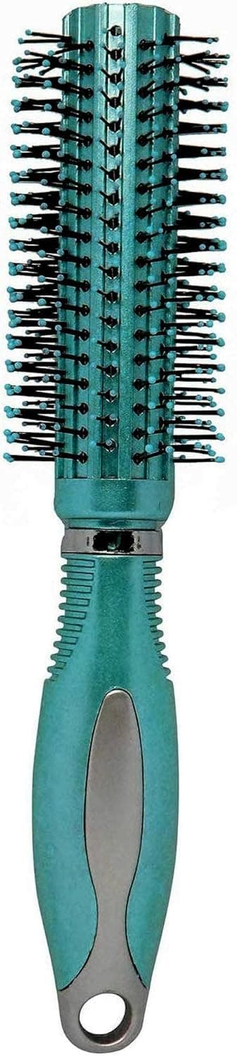 BALON Round Rolling Curling Roller Hair Comb Brush With Soft Nylon Bristles For Men, Women, Girls & Boys (Green)