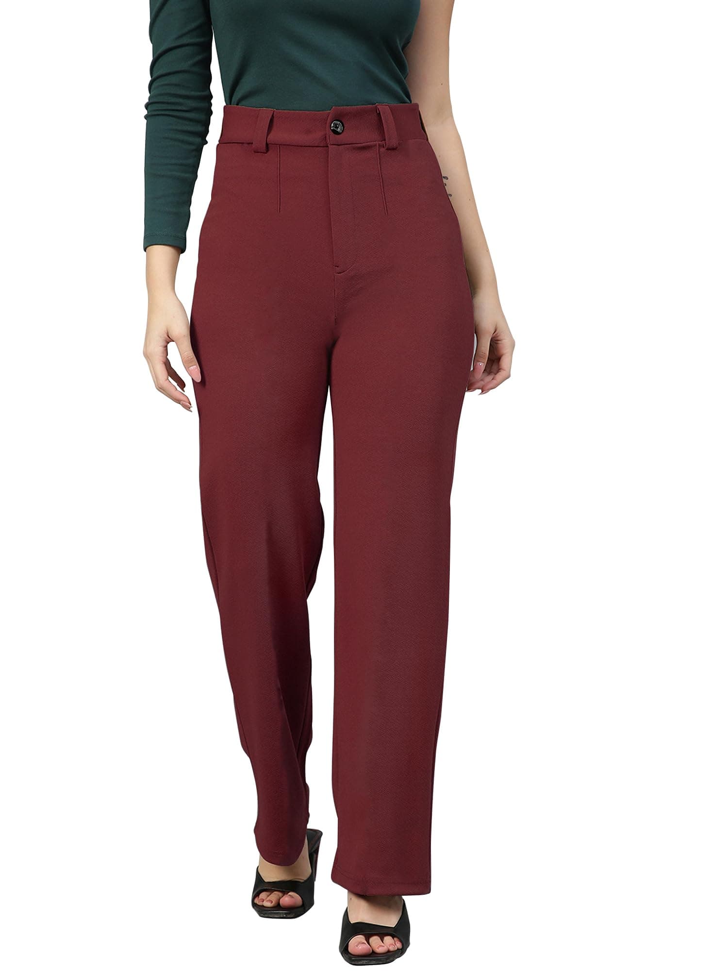 Mehrang Trousers for Women, Formal Pants for Women, Straight Fit Pants