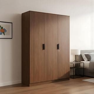 Nilkamal Milford 3 Door Wooden Wardrobe for Bedroom | Almirah with 8 Shelves, 1 Hanging Rod & 1 Drawer | Clothes Cupboard | Engineered Wood | Classic Walnut