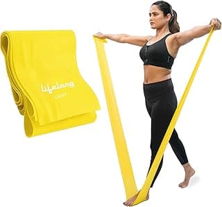 Lifelong Natural Rubber Resistance Band for Workout | 1.8 KG: Extra Light Resistance | Theraband, Stretching Band for Exercise | Exercise Band for Physio, Yoga, Home Workout | Yellow