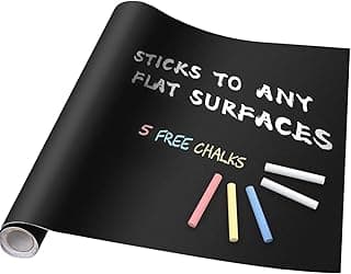 YAJNAS 45x200 CM PVC Blackboard Sticker for Kids | Removable Wall-Mounted Blackboard for Home, School, Office | Includes 5 Colorful Chalks | Easy Install, Perfect for Creative Learning - 1.5 x 6.5 Ft