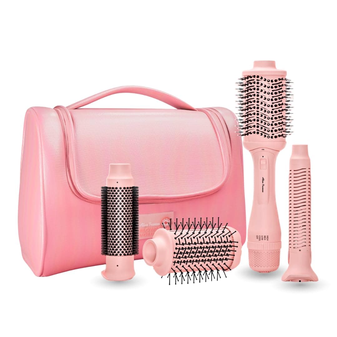 Alan Truman Big Volumiser Set for Easy Blowdrying, Curling, Waving & Blow Styling at home - Pastel Pink
