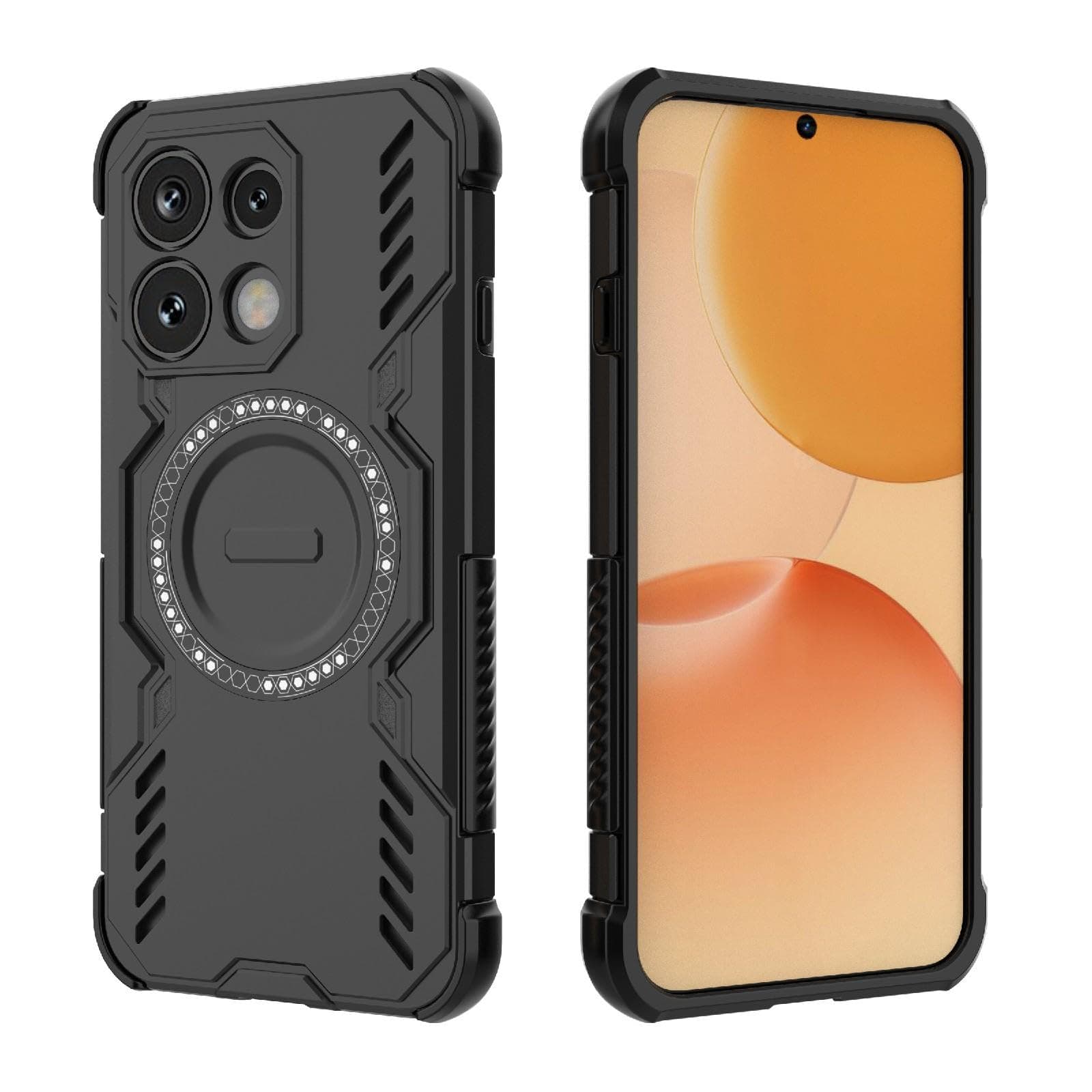 PrimeLike Shockproof Defender Double Layer Lightweight Protective Case Cover for Oppo Reno16c 5G / CPH2859 (Strong Hard PC + Soft TPU, Black)