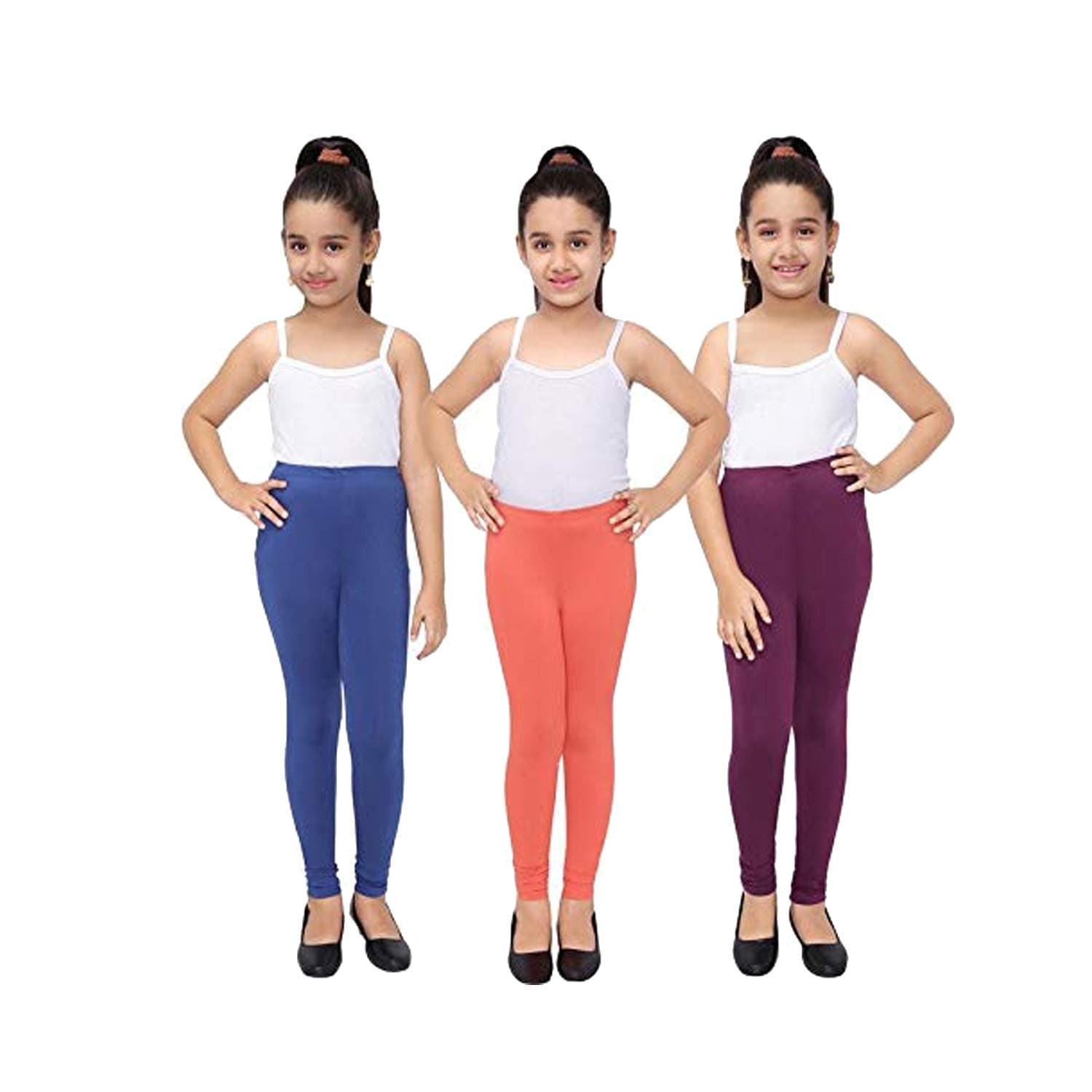 Robinbosky Premium Girls Leggings Value Combo Pack of 3 - Versatile Colors and Sizes for All Ages