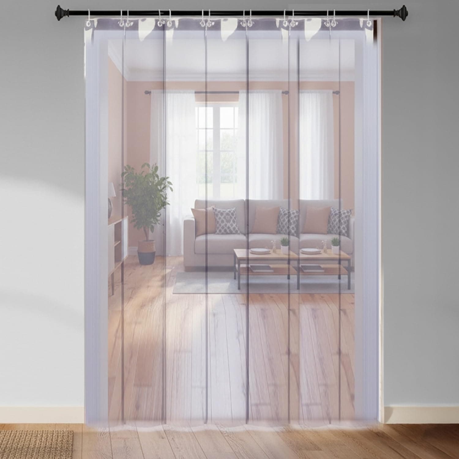The Furnishing Tree Transparent PVC AC Strip Curtain 7.5 Ft Long – Set of 6 Strips (8 Inch / 20.32 cm Width Each), 1mm Thickness Door Curtain for Home, Balcony & AC Room