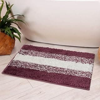Wakefit Anti-Skid Bathroom Mat for Floor | Microfiber | Polyester | Nordic Ombre (Plum, 40x60 cm, Set of 1)