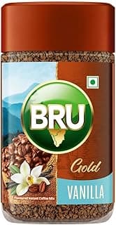 Bru Gold Vanilla Granule Bottle 55 Gram|Flavoured Instant Coffee|Flavourful Twist To Your Everyday Coffee|Made With Freeze-Dried Coffee|Makes 40 Cups