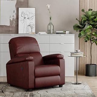 Wakefit Recliner | 3 Years Warranty | Leatherette Fabric Electric Recliner Sofa 1 Seater | Recliner Chair | Stargazer - Sangria