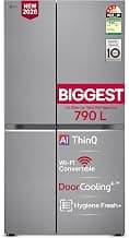 LG 790 L, 3 Star, Frost-Free, Double Door, Wi-Fi Convertible, Smart Inverter, Side By Side Refrigerator with AI ThinQ (GL-B277GPZ3, Shiny Steel, 2026 Model, HygieneFresh+ & Door Cooling+)