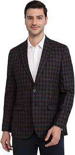 Colorplus Men Regular Fit Checks Pattern Pure Wool Notch Lapel Full Sleeve Casual Blazer