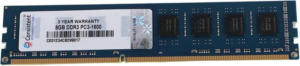 Consistent 8GB DDR3 1600MHz Desktop RAM (Memory) U-DIMM | Long-DIMM | DT PC3-1600 Single Channel Memory with 3 Years Manufacturer Warranty (Made in India)