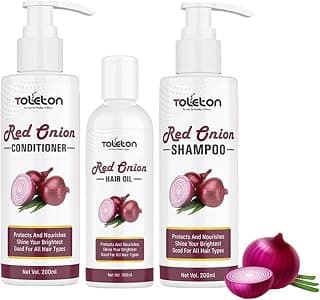 Onion Oil Hair Care Kit for Hair Fall Control - Onion Shampoo 200 ml + Onion Hair Oil 100 ml + Onion Conditioner 200 ml