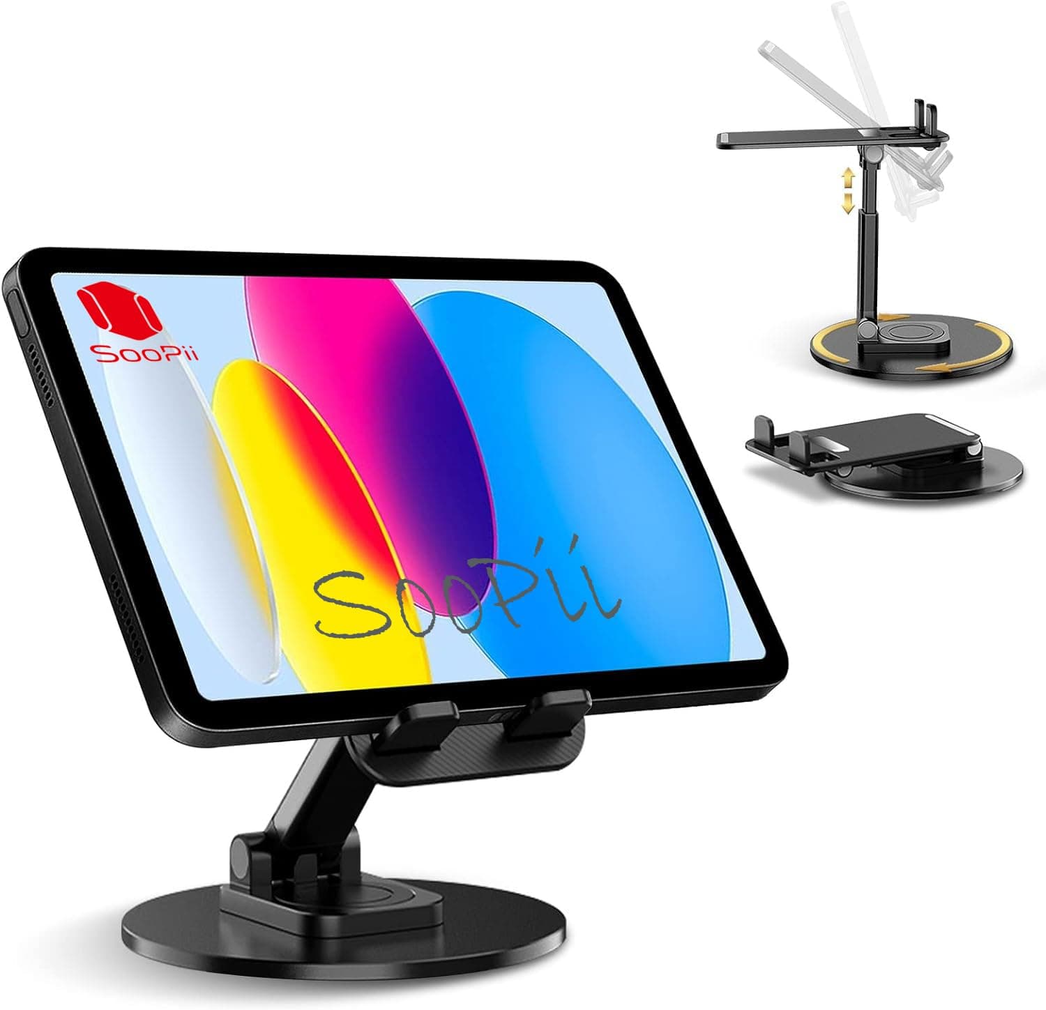 SOOPII Desktop Premium- A Grade Quality Mobile Tablet Stand, Tab Stand, Mobile Holder, Adjustable & Foldable Mobile Stand, Ideal for Mobile Phone and Tablet (DON02)