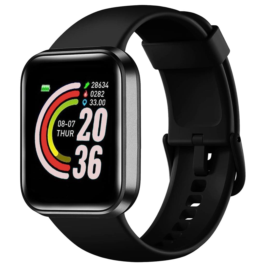 Bouncefit M I D116 Fitness Band Smart Watch for Men, Women, Boys, Girls, Kids – Single Touch Interface, Water Resistant, Workout Modes, Quick Charge Sports Smartwatch – Black EE