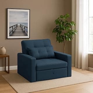 Sleepify Tressia 1 Seater Pull-Out Premium Fabric Sofa Cum Bed Sofa Set for Living Room (Teal Fabric)
