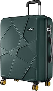 Safari Pentagon Pro Check-in Trolley Bag, Hard Case Polypropylene, 360º Wheeling Luggage with 8 Wheels Spinner for Men & Women, Travel Bag, Suitcase for Travel, Dusk Green, Large Size, 75 Cm