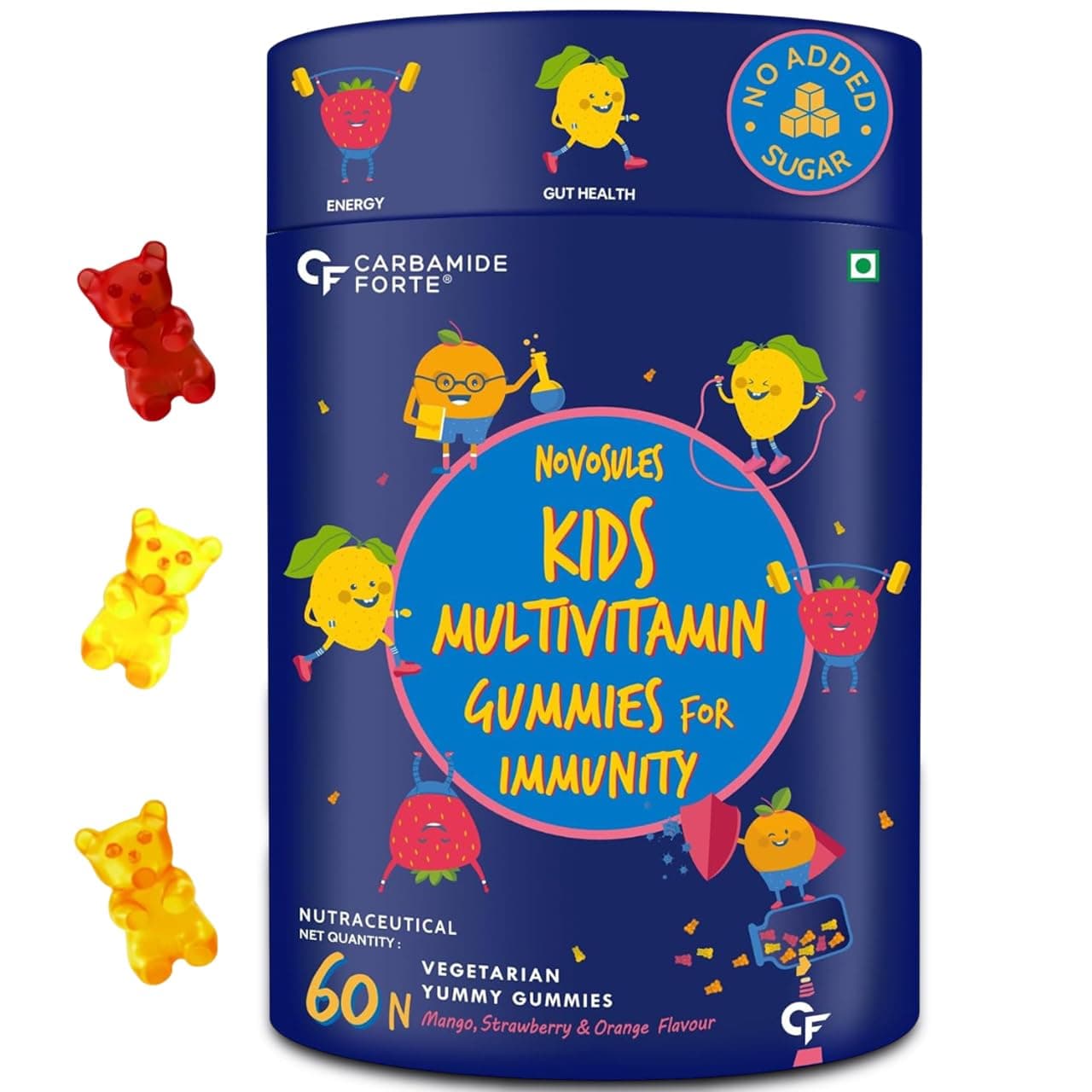 Carbamide Forte Multivitamin For Kids | Multivitamin Gummies For Kids | Multivitamin Gummies For Immunity | Vitamin Gummies For Immunity With No Added Sugar | 60 Gummy Bears