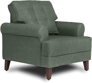 Wakefit Sofa Set | 3 Year Warranty | Sofa 1 Seater, 1 Seater Sofa for Living Room, Wooden Sofa Set, Single Seater - Dreamer(Omega : Green)