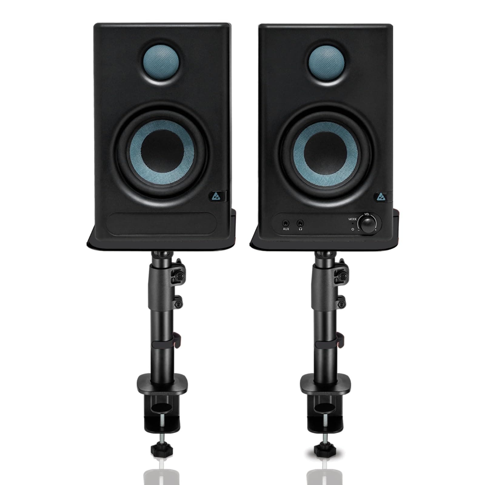 Audio Array Studio Monitor Bundle with 60W Powered Speakers & Adjustable Metal Stands | Bluetooth, HDMI ARC, USB-C, RCA Inputs | Professional Studio Monitors for Home Studio, Streaming & Gaming-UB-02