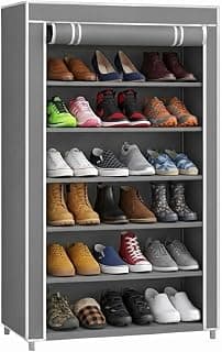 6 Tier Shoe Organizer Rack for Home, Space Saving Multi-Level Shoe Storage Stand, Durable Rack for Bedroom, Entryway & Closet Shoe Rack Plastic for Home (Grey)