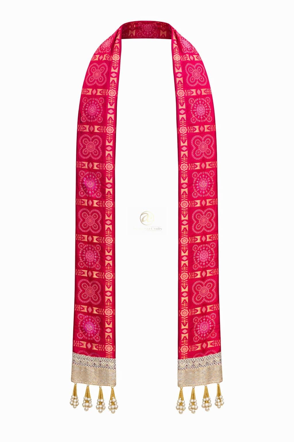 Arrakasta Crafts Welcome Dupatta For Barati Swagat Set Of 2/5/ 8/10 Gota Patti Bandhej Patola Swagat Patka, Fabric Stole Garland For Wedding Barat, Milni