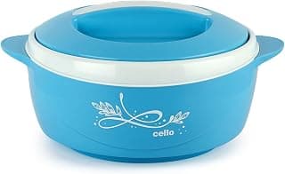 CELLO Sapphire Insulated Casserole Hot Pot For Kitchen 1250 ml Blue | Easy to Serve Airtight Outdoor Safe Inner Steel Insulated Keeps Food Hot & Warm Casserole Hot Pot Case Set For Roti Rice Biryani