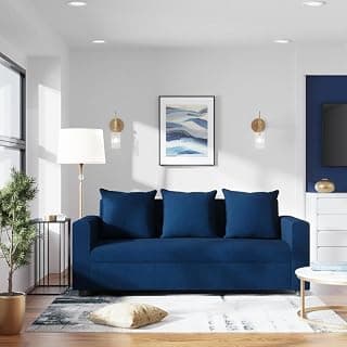 Wakefit Sofa Set | 1 Year Warranty | Sofa 3 Seater, 3 Seater Sofa for Living Room, Wooden Sofa Set, Couch for Living Room - Solatio(Jio : Dark Blue)