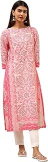 BIBA Women Cotton Straight Fit Straight Printed Kurta