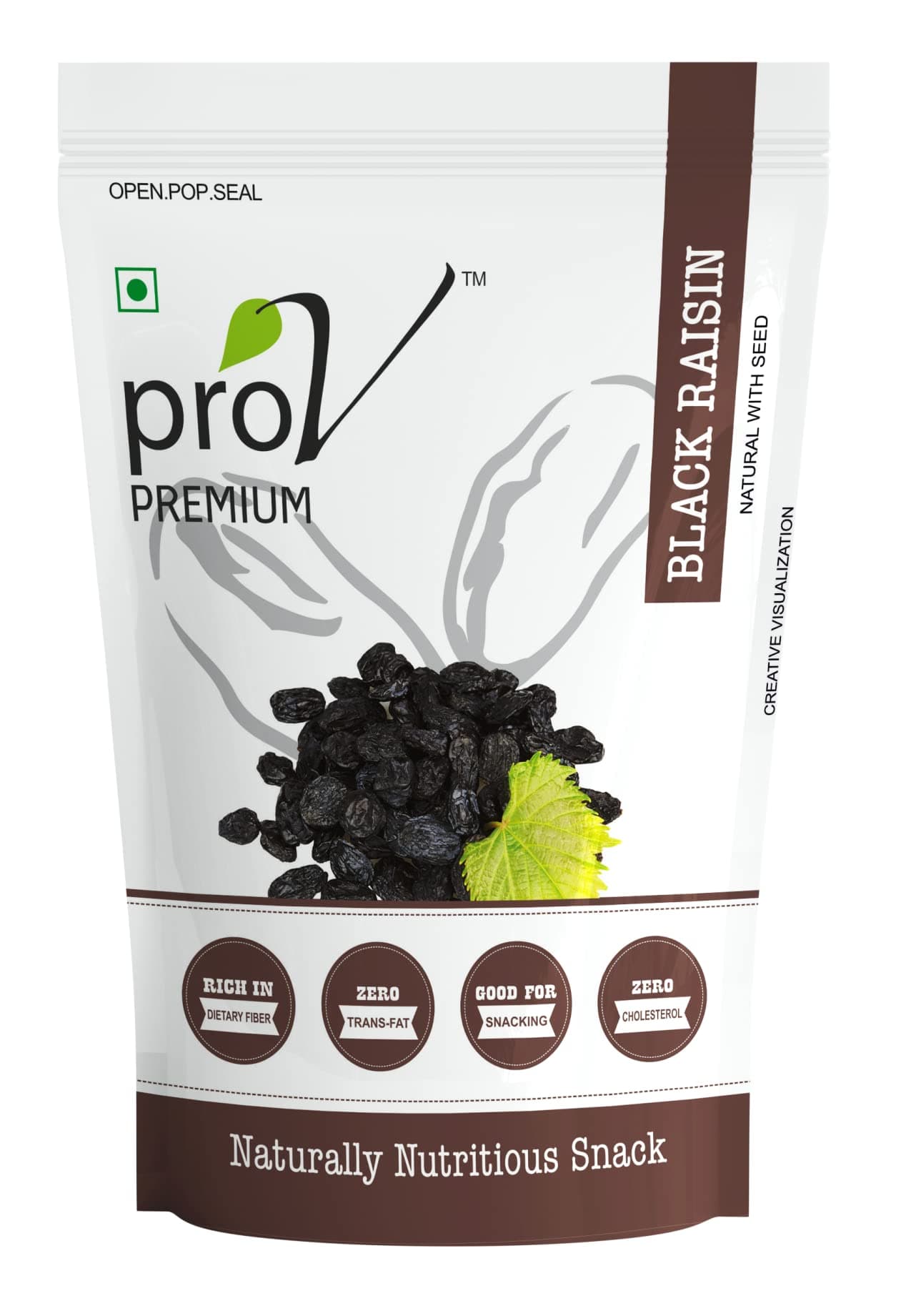 ProV Premium Black Raisins with Seed | Crunchy Center Kismis | Rich in Iron, Fiber & Antioxidants | Healthy Natural Dry Fruit | 250g
