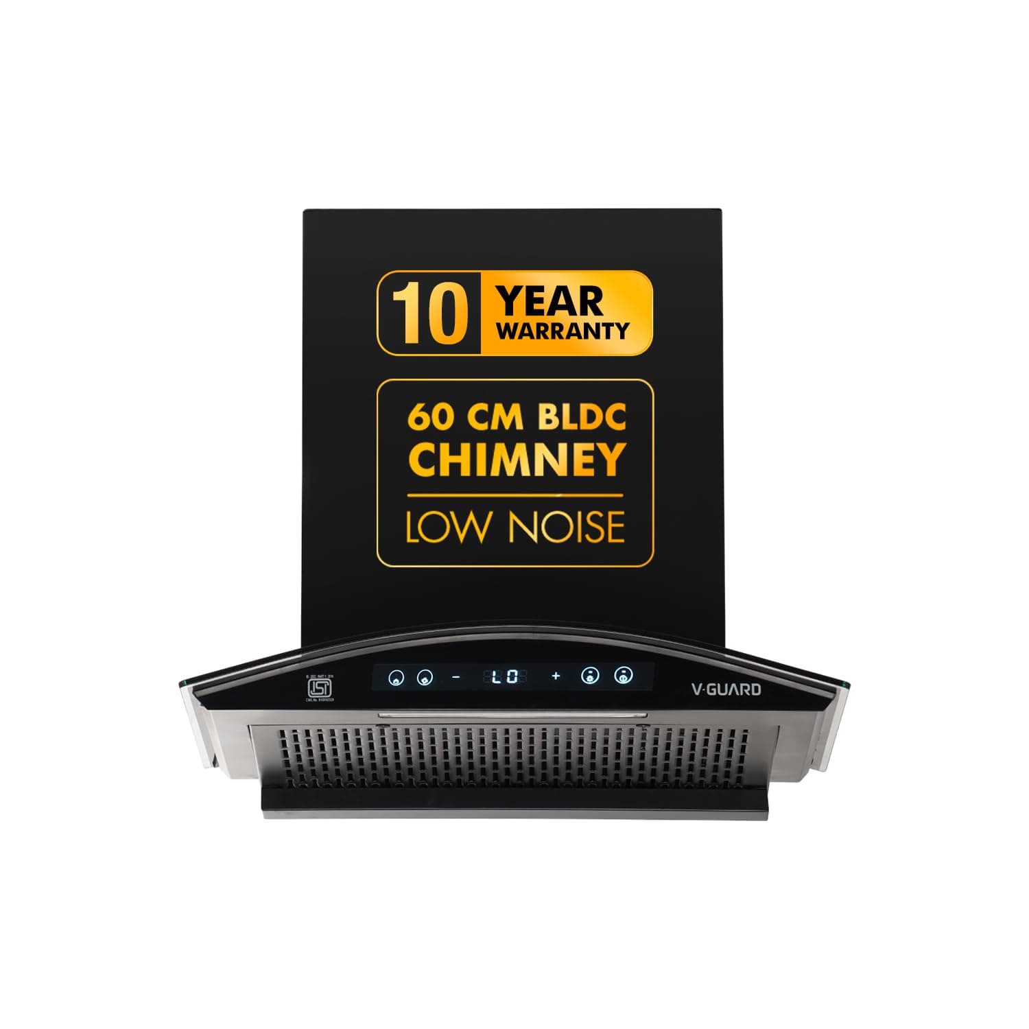 V-Guard 60 cm BLDC Chimney for Kitchen | 1500 m³/h Suction | Low Noise Operation | Free Installation Kit | Heat Auto Clean | 10 Year Motor Coverage | Gesture Control with Touch Panel | V-Guard BX 60