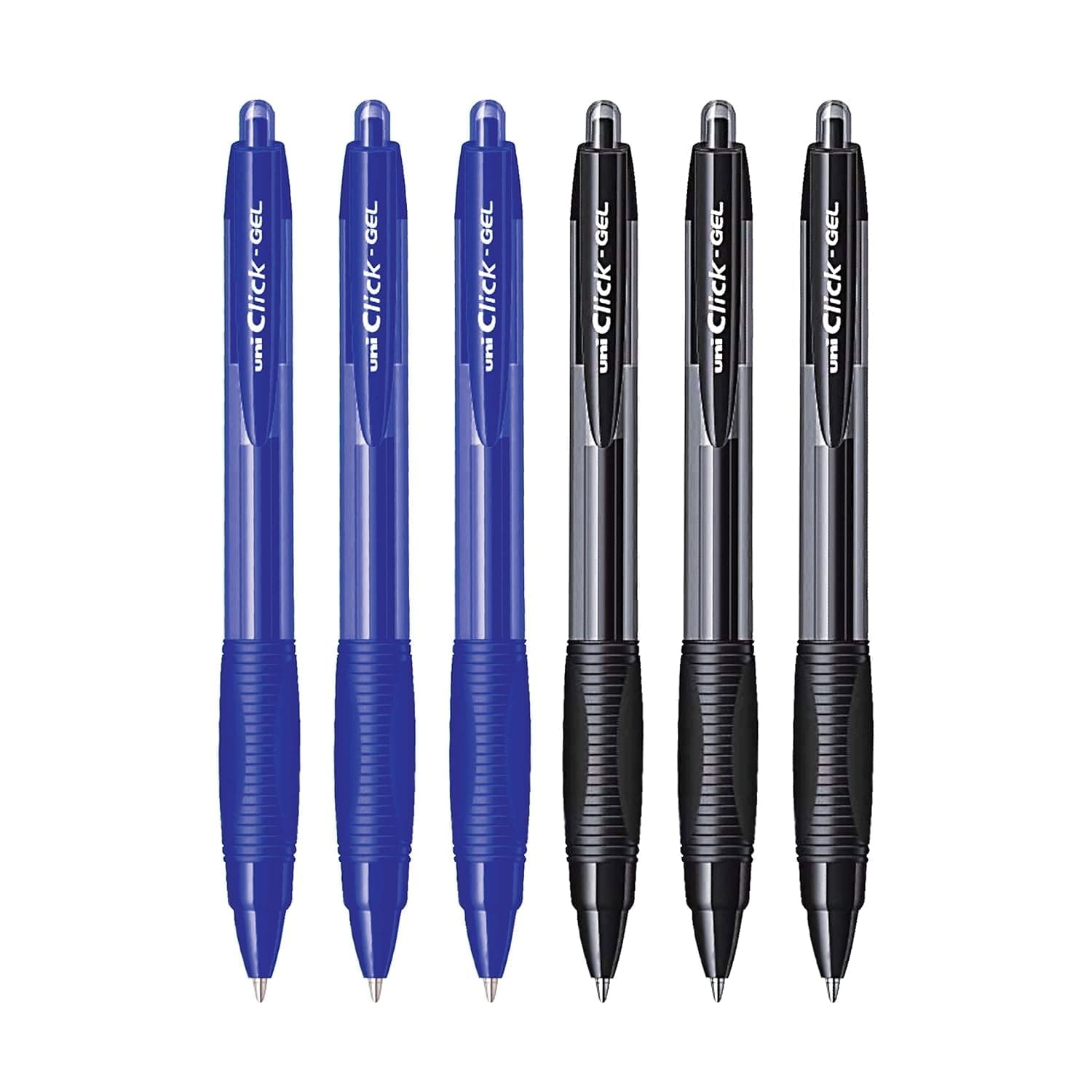 uni-ball Click Gel X SGR7 0.7 mm Retractable Gel Pens, 3 Blue & 3 Black Ink, Pack of 6