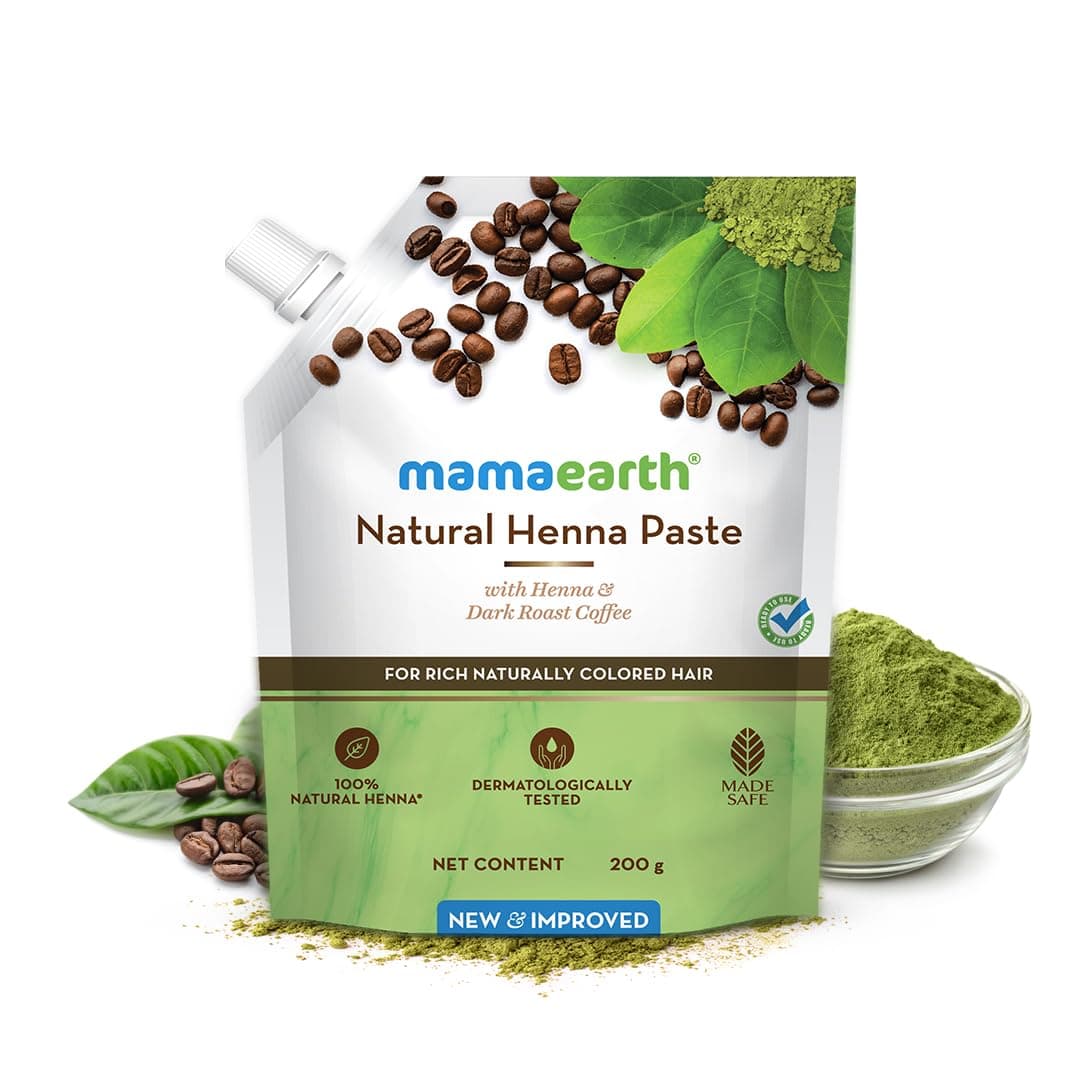 Mamaearth Natural Henna Paste | With Henna & Dark Roasted Coffee | For Rich Naturally Colored Hair | Ready To Apply | Imparts a Rich & Dark Colour | 200 g