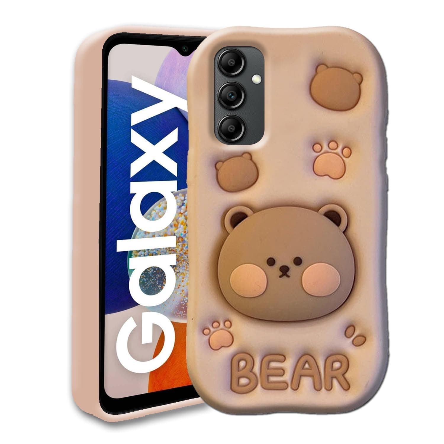 3D Cute Silicone Teddy Bear Cartoon Design with Precise Camera Cuts and Shockproof Back Case Cover for Samsung Galaxy S24 FE