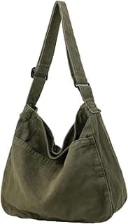 FUOCO Canvas Messenger Bag for Men Women - Vintage Crossbody Sling Bag for Laptop Travel Office College Gym - Aesthetic Shoulder Handbag One Side Tote Bag
