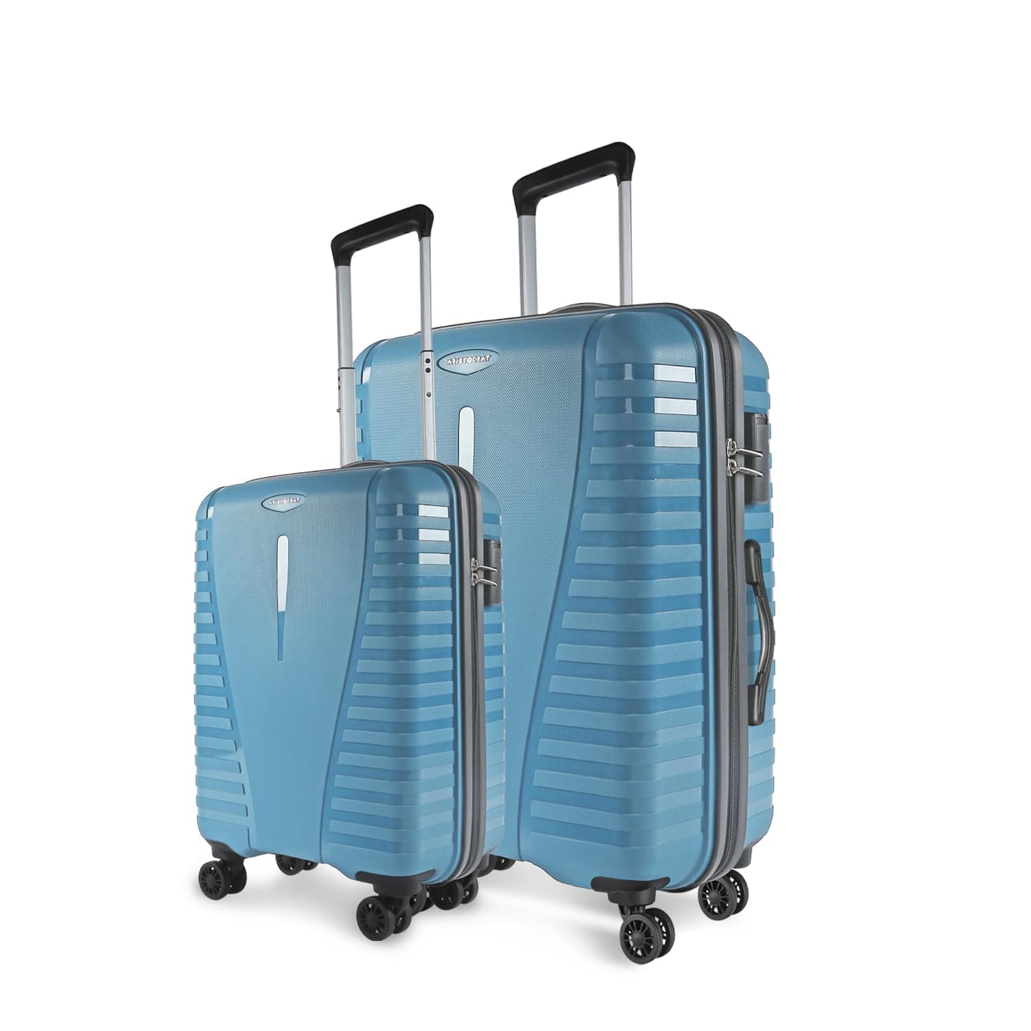 Aristocrat Airpro Set of 2 (Cabin+Large) Trolley Bags, Teal Blue | 8-Wheels, Polypropylene Case, Spacious, Combination Lock, Sturdy Zipper, Lightweight Travel Luggage, 3-Year Global Warranty