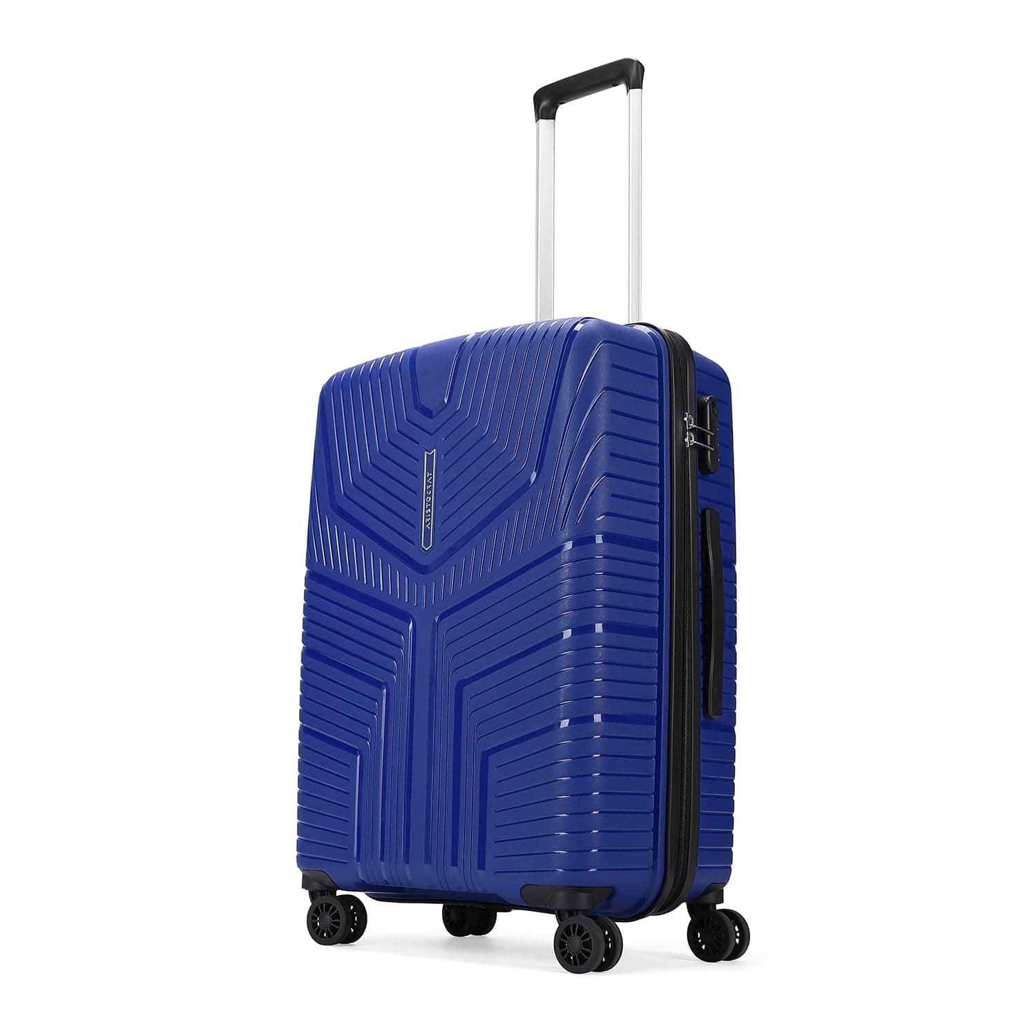 Aristocrat Medium Prime Check-in 66 cm 8 Wheels Trolley Bags for Travel Hard Case Luggage, Lightweight Bag & Combination Lock (Blue) | 3-Year Warranty