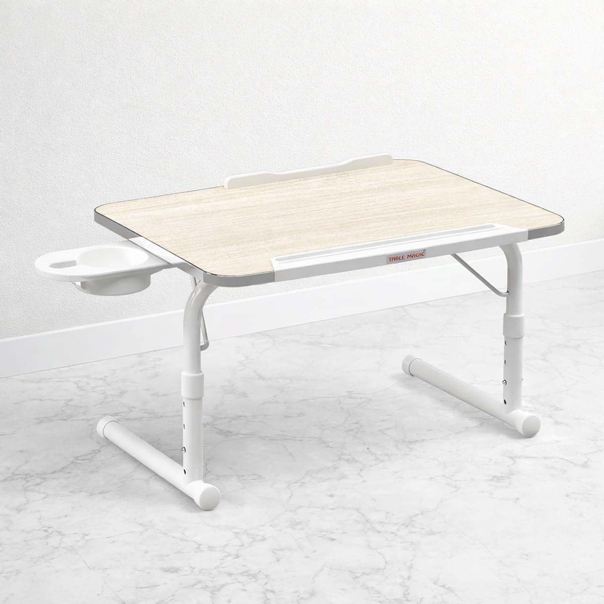 TABLE MAGIC IKON - Height Adjustable Lap Desk | Multipurpose Laptop Table for Bed, Floor & Study | Space-Saving, Ergonomic Cantilever Design | Made in India (White)