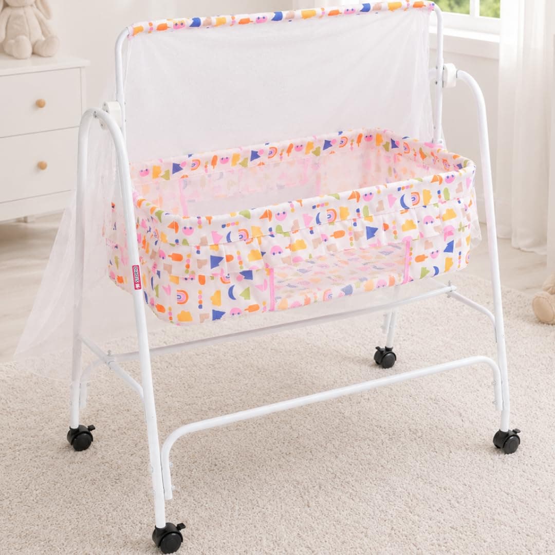 Storio Cool Cradle for New Born Baby | Baby Jhula, Palna & Swing Cradle for 0 to 3 Years | Thottil/Uyyala for Newborn | Swing Jhula for 0–2 Years Kids - Pink