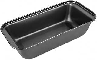 Zollyss Carbon Steel Loaf Pan for Baking Bread, Cake & Brownies, Non-Stick Rectangle Bread Baking Tin, Oven Safe Bakeware Mould, 25.4 x 13 x 5.5 cm, Black, 1 Piece