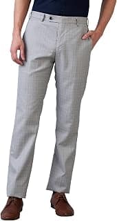 Park Avenue Men Regular Fit Checks Pattern Polyester Blend Flat Front Formal Trouser