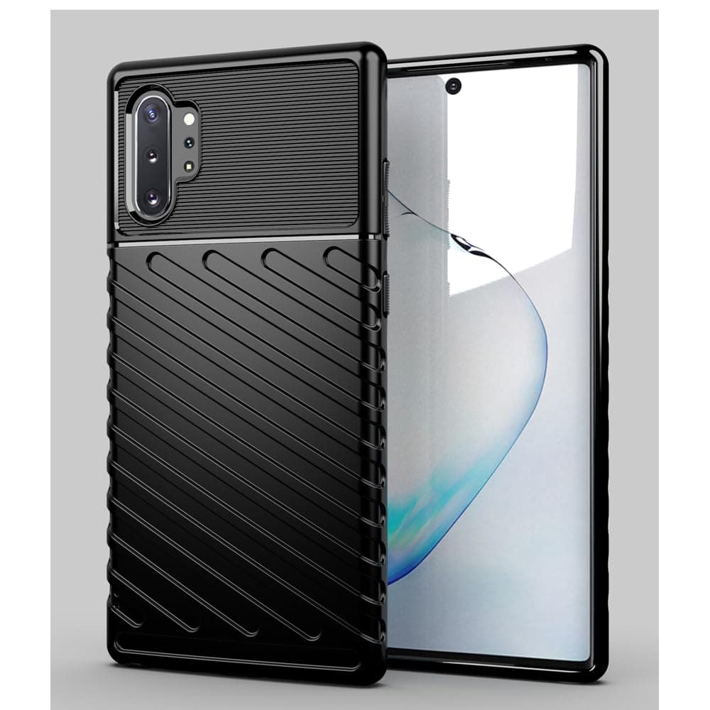 Amazon Brand - Solimo Shockproof Mobile Cover Compatible with Samsung Galaxy Note 10 Plus 4G (360 Degree Protection | Protective Design | Anti-Scratch Tough Slim TPU Case), Black