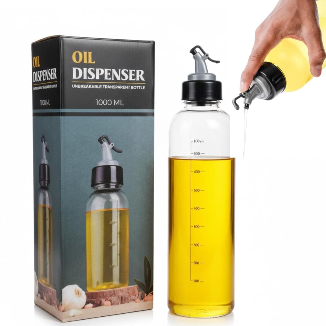 Amazon Multi-purpose 1000ml / 1 Litre Oil Dispenser Bottle - Meaurement | Plastic Oil Pourer | Leak-Proof, BPA-Free Kitchen Oil Container for Cooking, Olive Oil, Vinegar & Sauces | Easy-Pour Bottle