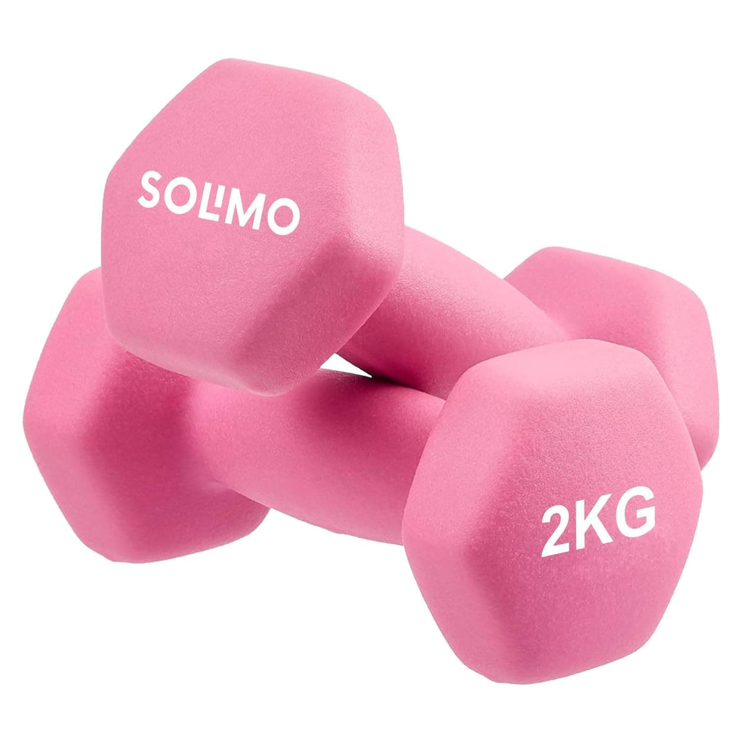 Amazon Brand - Solimo Neoprene Dumbbell 2 kg, Set of 2 (Light Pink)