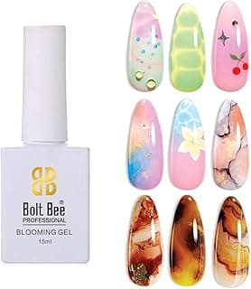 BOLT BEE Blooming Gel Polish 15ml | Clear UV/LED Blossom Nail Gel for Marble, Watercolor & Floral Effects | Soak-Off Nail Art Gel for DIY Designs | Ideal Gift for Women
