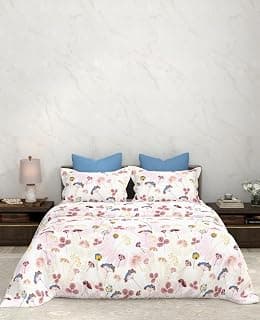 Bombay Dyeing King Size Bedsheet Cotton – Super Soft and 164 TC Premium Fabric, 2 Pillow Covers Included (274 x 274 cm) - FK09