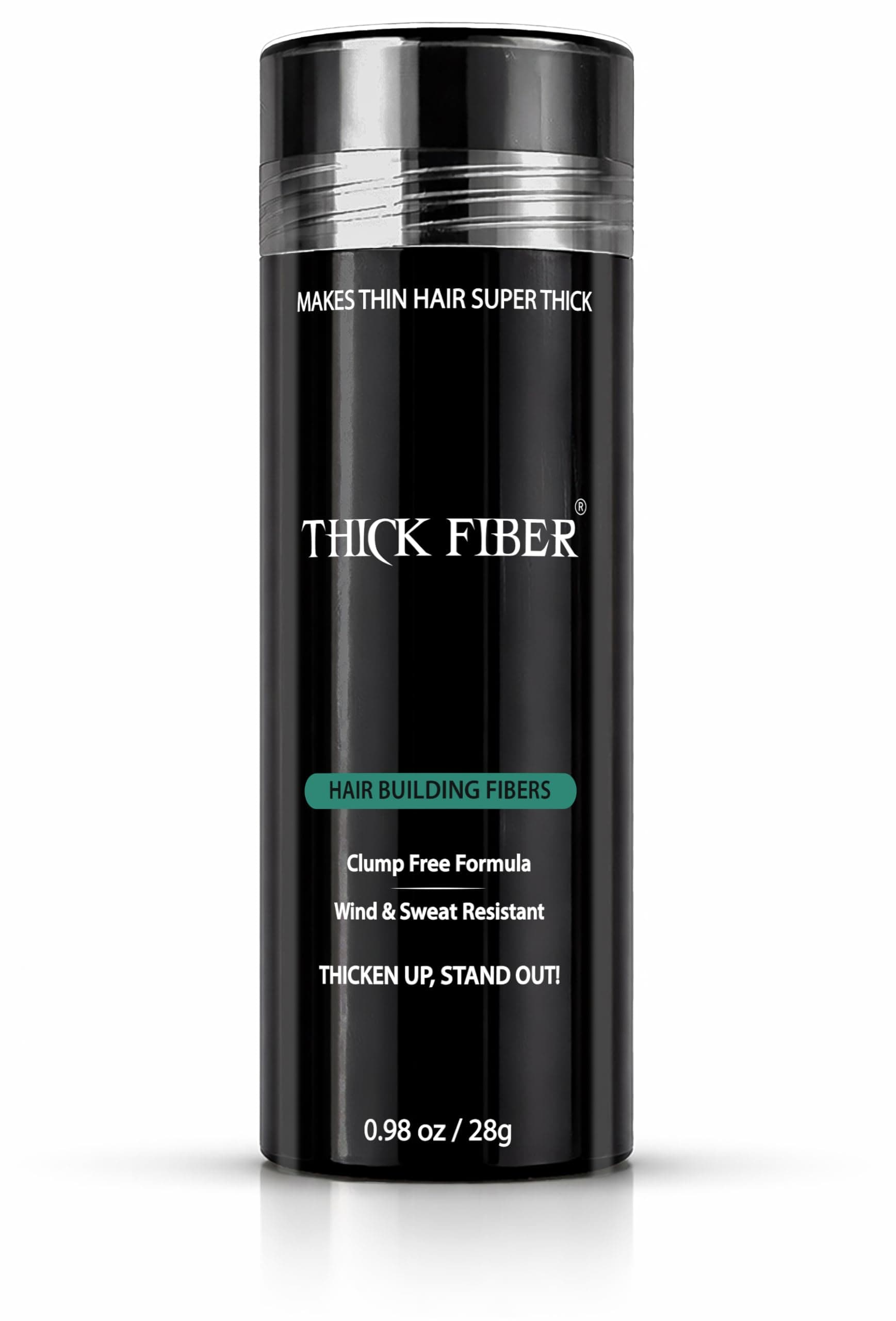 THICK FIBER Hair Fibers for Women & Men with Thinning Hair, Black, 28g | Conceals Bald Spots, Sparse Areas & Hairline | Natural Fuller-Looking Finish